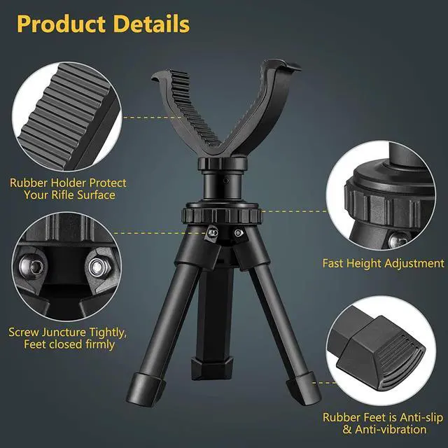 Alt view image 4 of 7 - CVLIFE 6.3"-7.9" Shooting Rest Tripod Durable Adjustable Height Rifle Shooting Tripod 360 Degree Rotation V Yoke Stand, Portable Aluminum Construction for Target Shooting, Hunting & Outdoor Activities