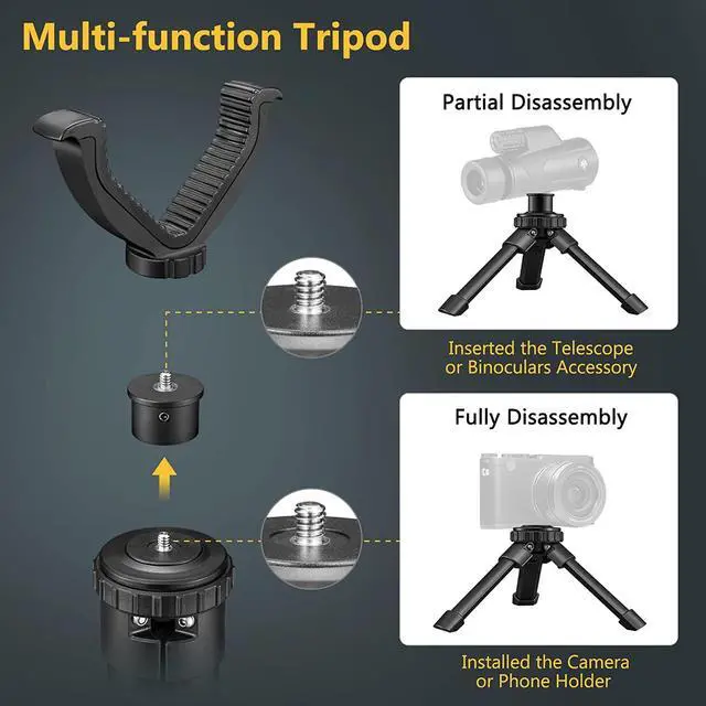 Alt view image 2 of 7 - CVLIFE 6.3"-7.9" Shooting Rest Tripod Durable Adjustable Height Rifle Shooting Tripod 360 Degree Rotation V Yoke Stand, Portable Aluminum Construction for Target Shooting, Hunting & Outdoor Activities