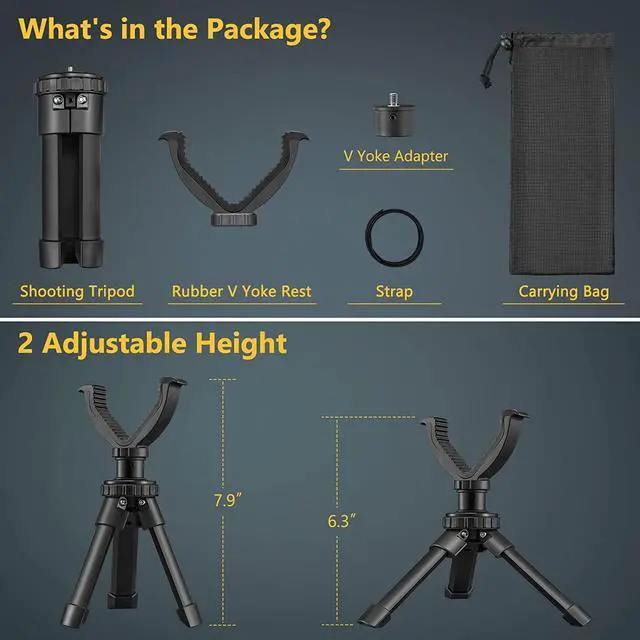 Alt view image 5 of 7 - CVLIFE 6.3"-7.9" Shooting Rest Tripod Durable Adjustable Height Rifle Shooting Tripod 360 Degree Rotation V Yoke Stand, Portable Aluminum Construction for Target Shooting, Hunting & Outdoor Activities