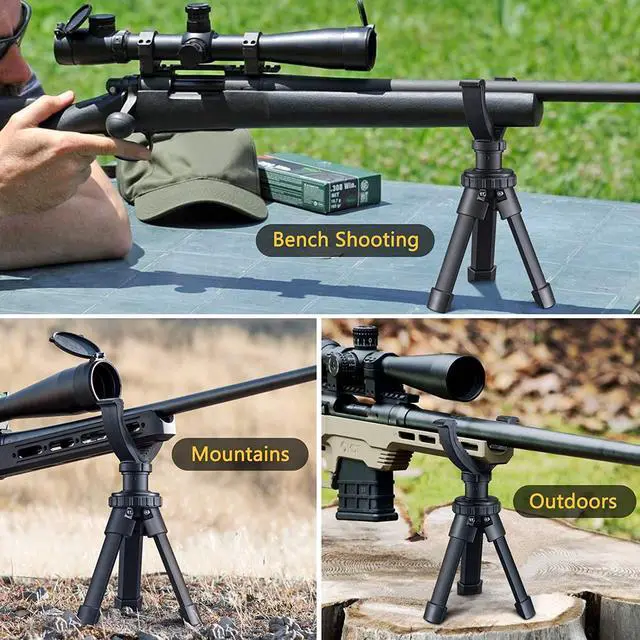 Alt view image 7 of 7 - CVLIFE 6.3"-7.9" Shooting Rest Tripod Durable Adjustable Height Rifle Shooting Tripod 360 Degree Rotation V Yoke Stand, Portable Aluminum Construction for Target Shooting, Hunting & Outdoor Activities
