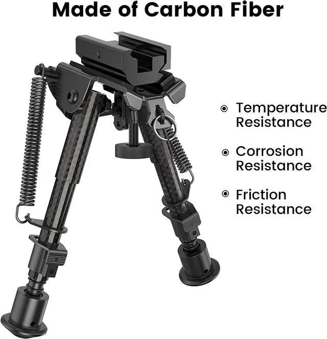 Alt view image 4 of 6 - CVLIFE Picatinny Bipod for Rifle, 6-9 Inches Carbon Fiber Bipod with Adapter