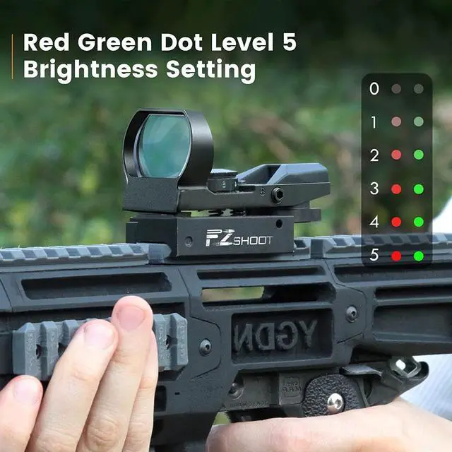 Alt view image 3 of 7 - Red Green Dot Gun Sight Scope Sight, 4 Adjustable Reticles Holographic Optic with 20mm Rail Mount