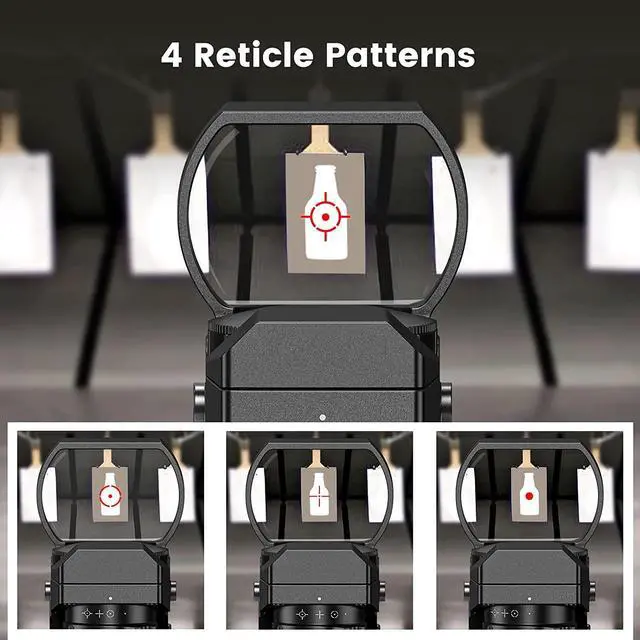 Alt view image 2 of 7 - Red Green Dot Gun Sight Scope Sight, 4 Adjustable Reticles Holographic Optic with 20mm Rail Mount