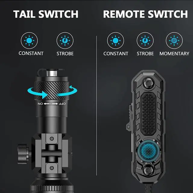 Alt view image 5 of 7 - Rifle Light 1000 Lumens Picatinny Flashlight for Rail Mount, Green Beam Laser Light Combo, Long Gun Light with Remote Switch Constant Strobe