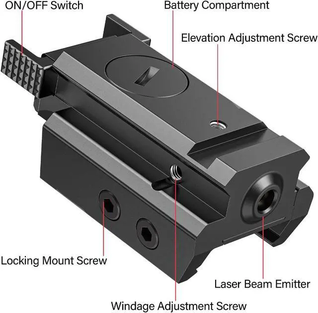 Alt view image 2 of 7 - Red/Green Dot Laser Sight Tactical 20mm Standard Picatinny Weaver Rail for Pistol Handgun Gun Rifle