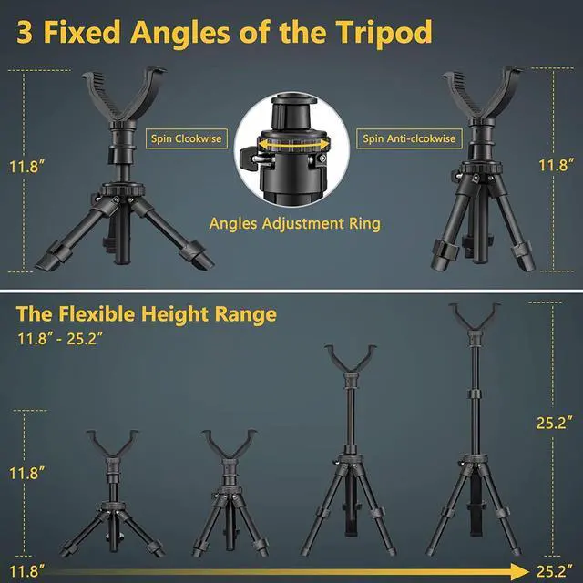 Alt view image 4 of 7 - CVLIFE 11.8"-25" Shooting Rest Tripod Durable Adjustable Height Rifle Shooting Tripod 360° Rotation V Yoke Stand, Portable Aluminum Construction for Target Shooting, Hunting and Outdoor Activities