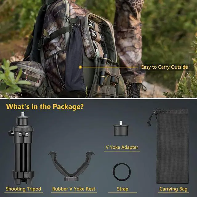 Alt view image 5 of 7 - CVLIFE 11.8"-25" Shooting Rest Tripod Durable Adjustable Height Rifle Shooting Tripod 360° Rotation V Yoke Stand, Portable Aluminum Construction for Target Shooting, Hunting and Outdoor Activities