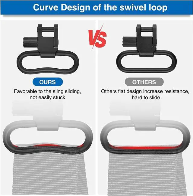 Alt view image 5 of 7 - 1-1.25 inches Sling Swivel, Quick Attach/Release Sling Swivels, Rifle Sling Clips with Heavy Duty Tri-Lock, 1/2 PCS
