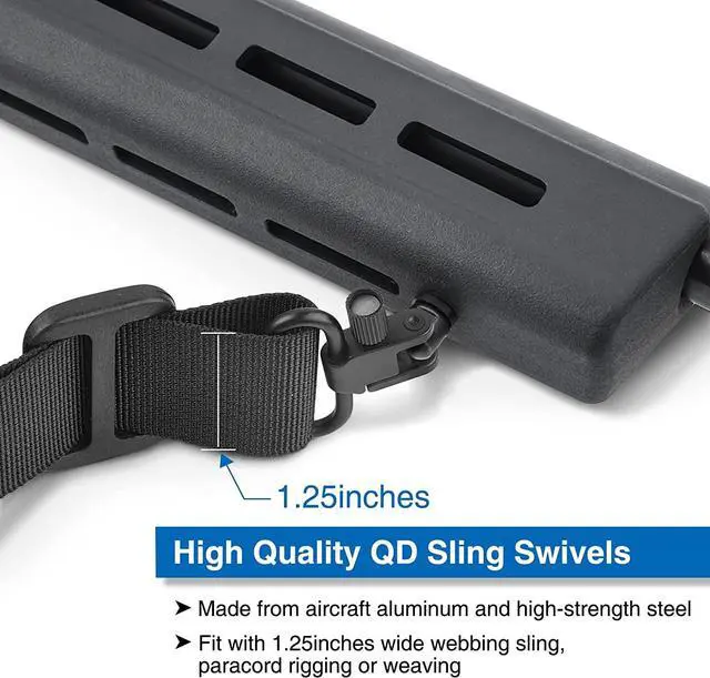 Alt view image 2 of 7 - 1.25in 4pcs Sling Swivel, Quick Attach/Release Sling Swivels, Rifle Sling Clips with Heavy Duty Tri-Lock