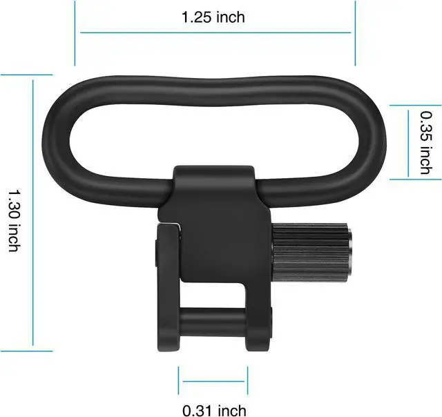 Alt view image 7 of 7 - 1.25in 4pcs Sling Swivel, Quick Attach/Release Sling Swivels, Rifle Sling Clips with Heavy Duty Tri-Lock