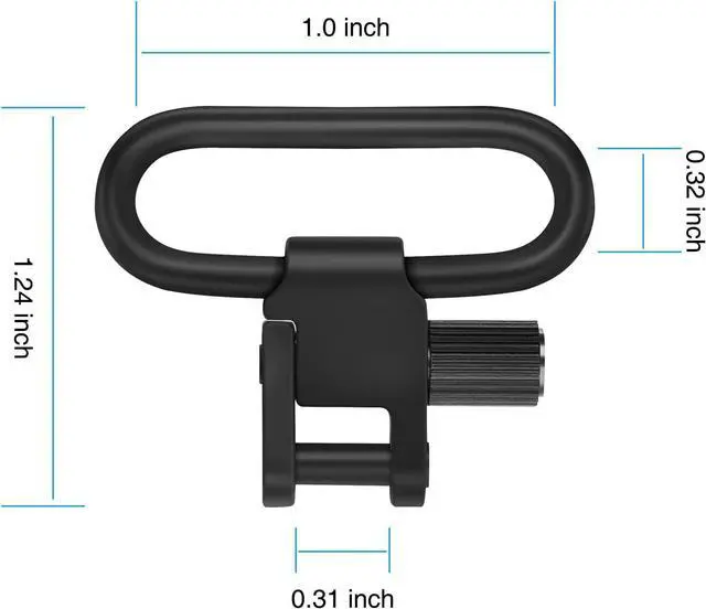 Alt view image 7 of 7 - 1in 2pcs Sling Swivel, Quick Attach/Release Sling Swivels, Rifle Sling Clips with Heavy Duty Tri-Lock