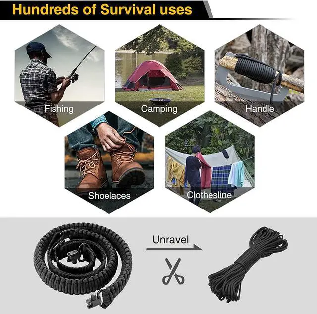 Alt view image 6 of 7 - CVLIFE Rifle Sling 550 Paracord Sling 2 Point Sling with Tri-Lock Swivel Rifle Paracord Strap for Hunting and Outdoor Grey