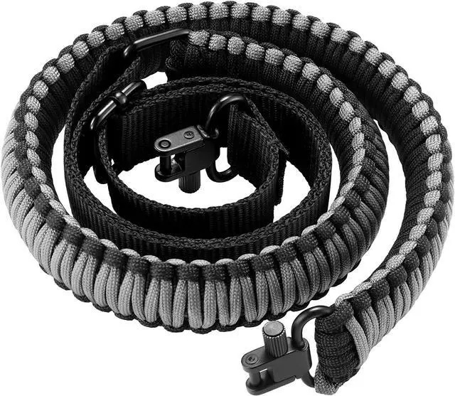 Main image of CVLIFE Rifle Sling 550 Paracord Sling 2 Point Sling with Tri-Lock Swivel Rifle Paracord Strap for Hunting and Outdoor Grey