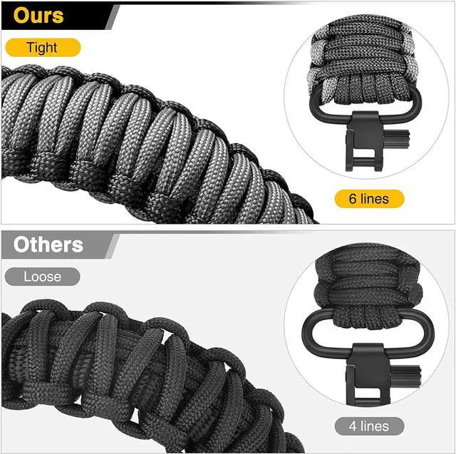 Alt view image 2 of 7 - CVLIFE Rifle Sling 550 Paracord Sling 2 Point Sling with Tri-Lock Swivel Rifle Paracord Strap for Hunting and Outdoor Grey