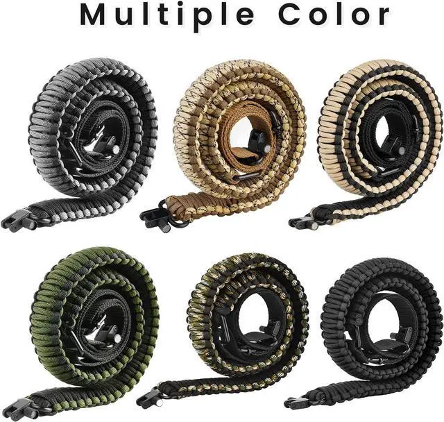 Alt view image 7 of 7 - CVLIFE Rifle Sling 550 Paracord Sling 2 Point Sling with Tri-Lock Swivel Rifle Paracord Strap for Hunting and Outdoor Grey