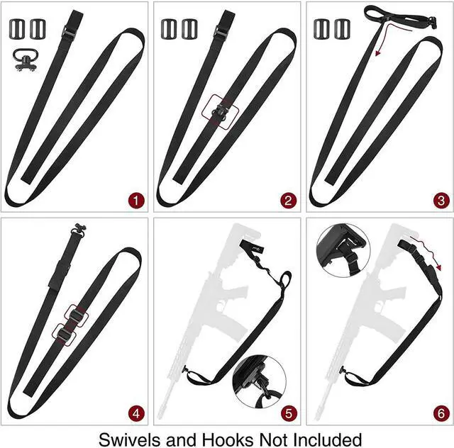 Alt view image 6 of 6 - CVLIFE 2 Point Sling 1.25" Wide Tube Webbing with Fast Loop for Outdoor Sports