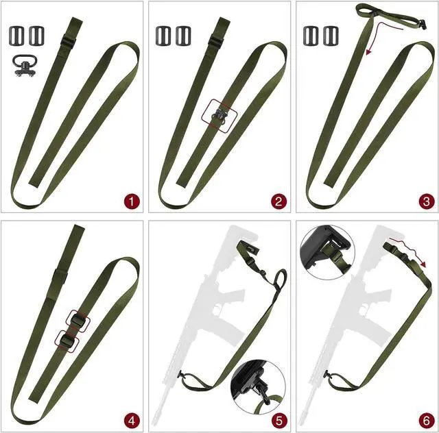 Alt view image 6 of 6 - CVLIFE 2 Point Sling 1.25" Wide Tube Webbing with Fast Loop for Outdoor Sports