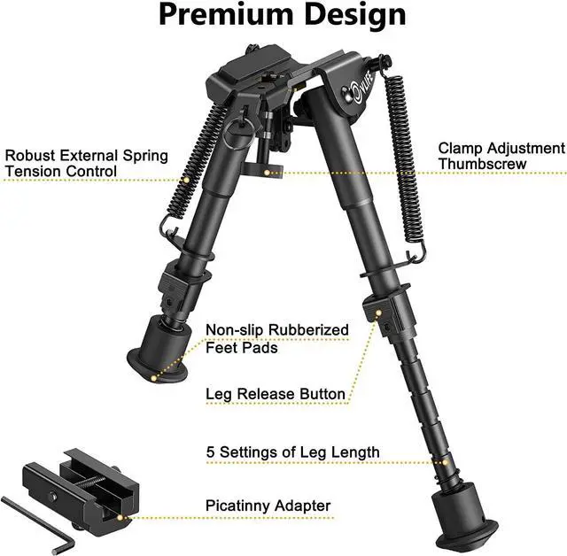 Alt view image 4 of 7 - CVLIFE 6-9 Inches Bipod Picatinny Bipod with Adapter