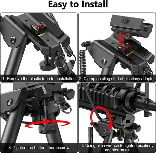 Alt view image 5 of 7 - CVLIFE 6-9 Inches Bipod Picatinny Bipod with Adapter
