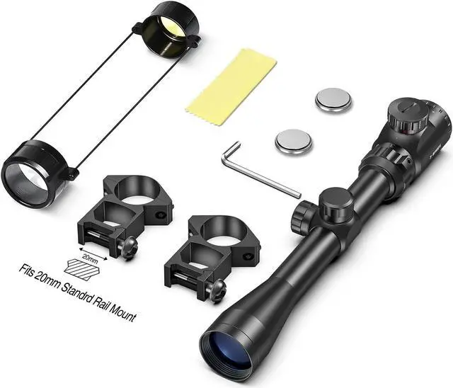 Alt view image 6 of 6 - CVLIFE 3-9x40 Rifle Scope, Red & Green Illuminated Optical Scope for Hunting with 20mm Free Mounts