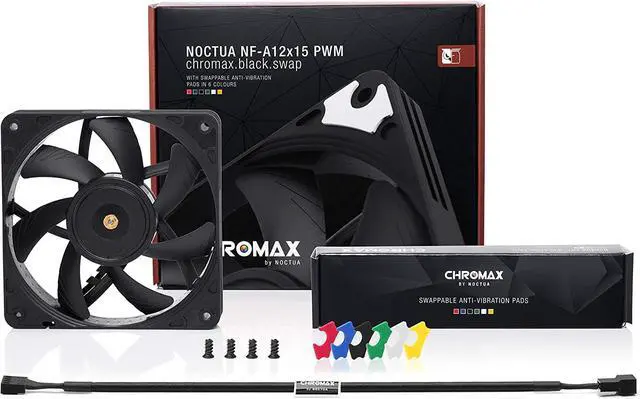 Alt view image 6 of 12 - Noctua NF-A12x15 PWM chromax.Black.swap, Premium Quiet Slim Fan, 4-Pin (120x15mm, Black)