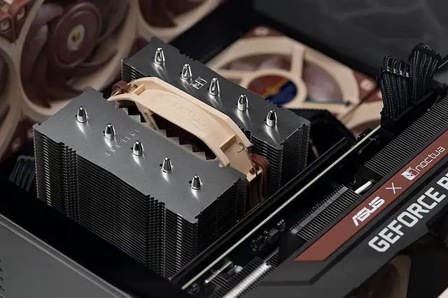 Alt view image 6 of 7 - Noctua NH-D12L, Low-Height Dual-Tower CPU Cooler (120mm, Brown)