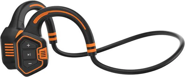 Main image of Conduction Labs Freestyle Open-Ear Bone Conduction Swimming Headphones - IP68 Fully Waterproof - MP3 Storage and Bluetooth 5.1 (Black/Orange)