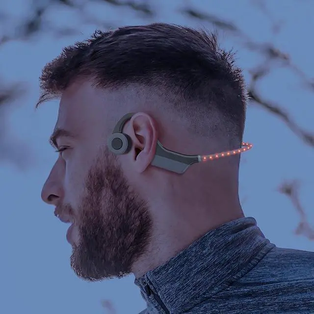 Alt view image 2 of 7 - OPN Sound Dashlyte Open-Ear Wireless Bone Conduction Sports Headphones With LED Strip