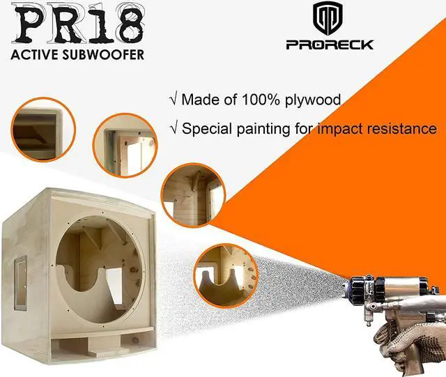 Alt view image 4 of 6 - PRORECK PR18 18 inch 2000W P.M.P.O Active Powered PA DJ Subwoofer Cabinet (ONE subwoofer)