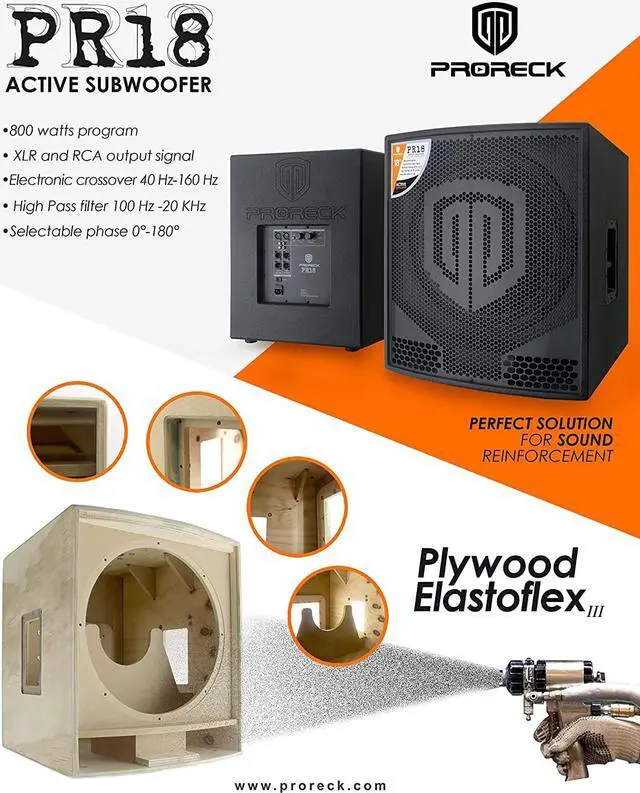 Alt view image 2 of 6 - PRORECK PR18 18 inch 2000W P.M.P.O Active Powered PA DJ Subwoofer Cabinet (ONE subwoofer)