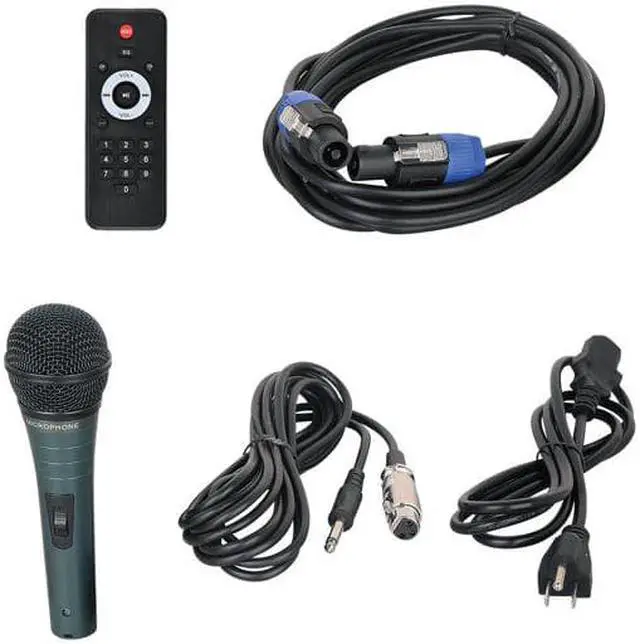 Alt view image 4 of 5 - PRORECK Party 12 12-Inch 1000 Watts 2-Way Powered PA Speaker System Combo Set with Bluetooth/USB/SD Card/FM Radio/Remote Control/Wired microphone/tripod Stand