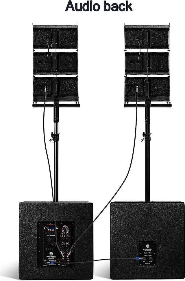 Alt view image 4 of 7 - PRORECK Club 8000 18-inch 8000W P.M.P.O Stereo DJ/Powered PA Speaker System Combo Set 6 Line Array Speakers and Two 18 inch Subwoofers with Bluetooth/USB Drive Read/SD Card/Remote Control