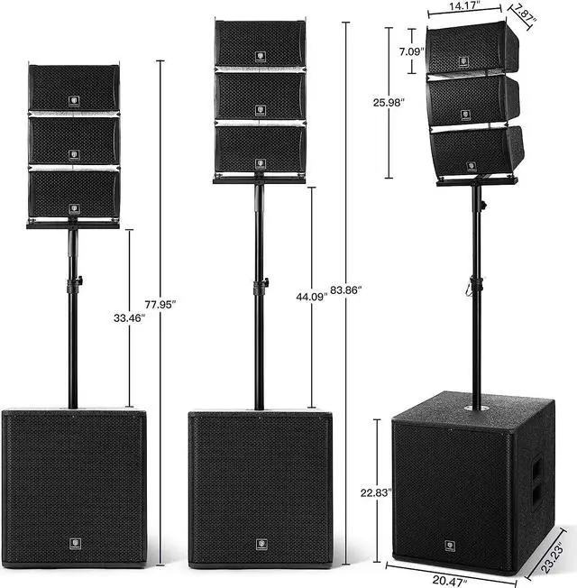 Alt view image 5 of 7 - PRORECK Club 8000 18-inch 8000W P.M.P.O Stereo DJ/Powered PA Speaker System Combo Set 6 Line Array Speakers and Two 18 inch Subwoofers with Bluetooth/USB Drive Read/SD Card/Remote Control