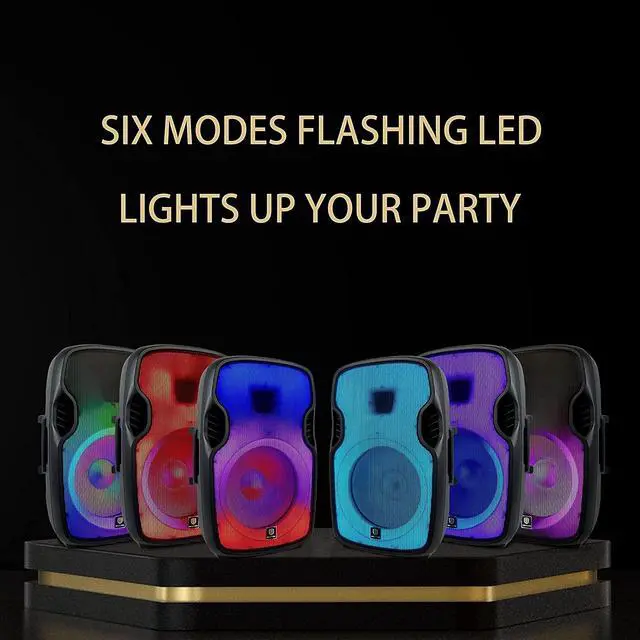 Alt view image 3 of 7 - PRORECK Titan 15A 600W 15inch LED Powered Bluetooth PA Speaker with Height Adjustable Stand, Remote Control and Mic, TWS Stereo Pairing, Suitable for Party, Wedding, DJ Gig etc.