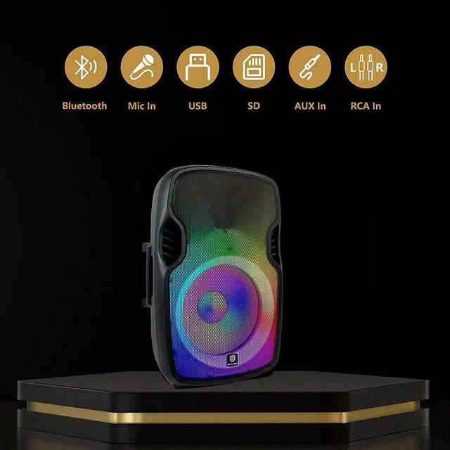 Alt view image 2 of 7 - PRORECK Titan 15A 600W 15inch LED Powered Bluetooth PA Speaker with Height Adjustable Stand, Remote Control and Mic, TWS Stereo Pairing, Suitable for Party, Wedding, DJ Gig etc.