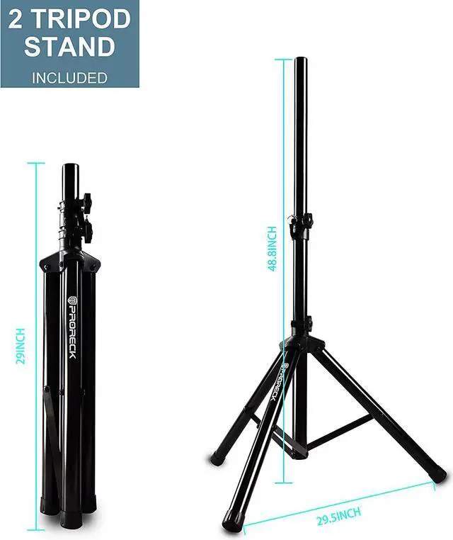 Alt view image 7 of 7 - PRORECK MX15 15inch 2500W Bluetooth Powered PA System Mixer/Amp with Stands/Mic Effect Controller 48V Phantom Power, Audio Interface, Musical Instruments