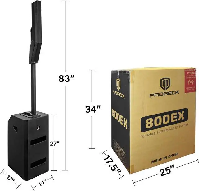Alt view image 5 of 5 - Proreck 800EX 12 -inch 800W Powered Speaker System, Equipped with TWS/Bluetooth, Array Speaker and 12 inch Subwoofer for Party, Speeches, DJ, Gig, Live