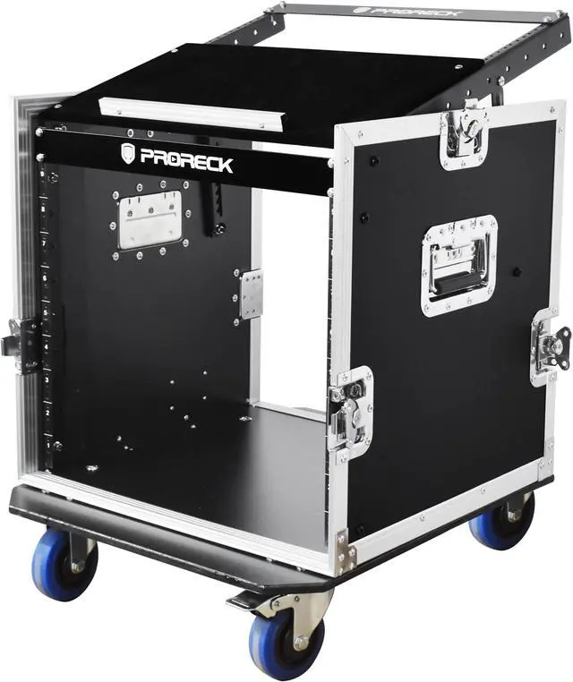 Alt view image 2 of 6 - PRORECK 10U Rack/Road Case With Slant Mixer Top, And Casters, 20'' Rackable Depth, Plywood, 10U Installation Size, Pro Stage Performance.