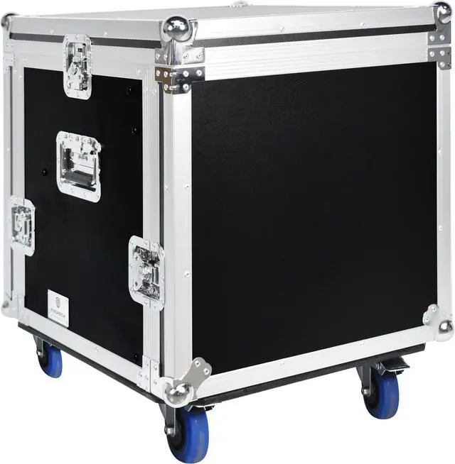 Alt view image 4 of 6 - PRORECK 10U Rack/Road Case With Slant Mixer Top, And Casters, 20'' Rackable Depth, Plywood, 10U Installation Size, Pro Stage Performance.