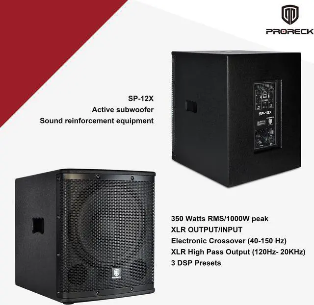 Alt view image 4 of 6 - PRORECK SP-12X Active Powered PA DJ Subwoofer Cabinet 12 inch 1000W P.M.P.O with Class-D Amplifier, 3 DSP Presets-Monitor, Bass Reinforcement, Black, for Wedding, Party, Concert, Church (One Sub)