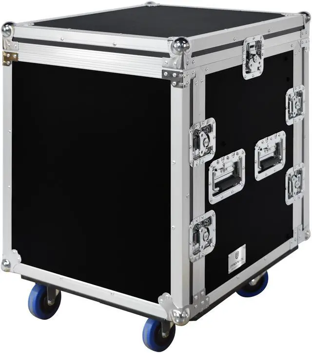 Alt view image 2 of 6 - PRORECK 12U Rack/Road Case With Slant Mixer Top, And Casters, 20'' Rackable Depth, Plywood, 12U Installation Size, Pro Stage Performance