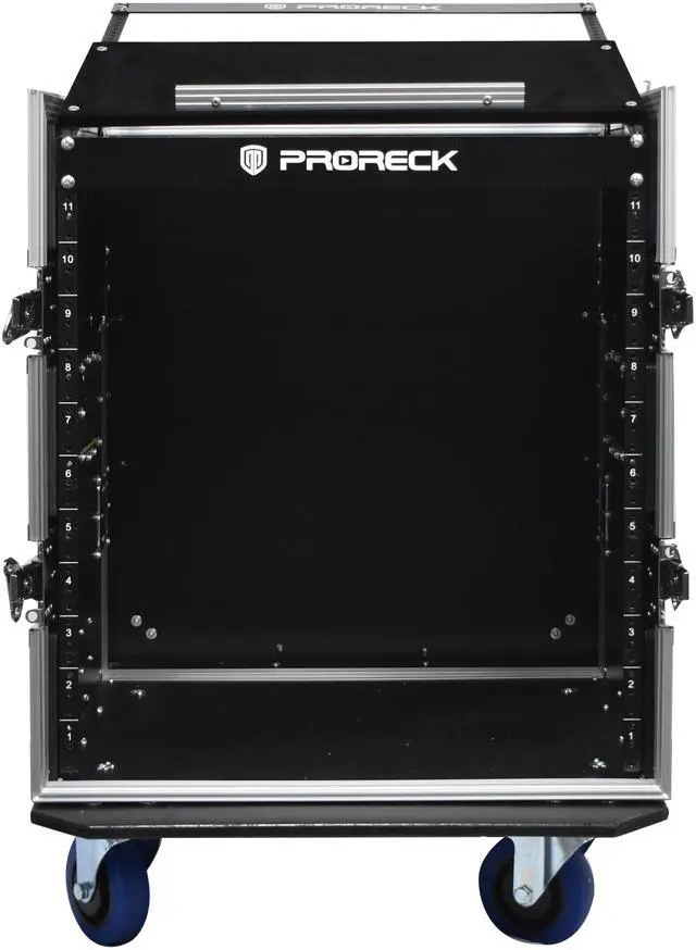 Alt view image 3 of 6 - PRORECK 12U Rack/Road Case With Slant Mixer Top, And Casters, 20'' Rackable Depth, Plywood, 12U Installation Size, Pro Stage Performance