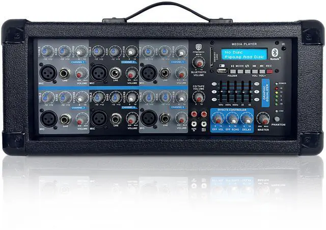 Main image of PRORECK MX16 6-Channel 2000w Professional Audio Mixer with USB Interface, Bluetooth, Effect Controller, 15V Phantom Power. Ideal for Studio Recording, Live Performances, DJs, Bands, Party, Wedding