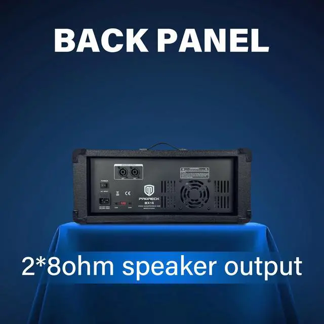 Alt view image 4 of 4 - PRORECK MX16 6-Channel 2000w Professional Audio Mixer with USB Interface, Bluetooth, Effect Controller, 15V Phantom Power. Ideal for Studio Recording, Live Performances, DJs, Bands, Party, Wedding