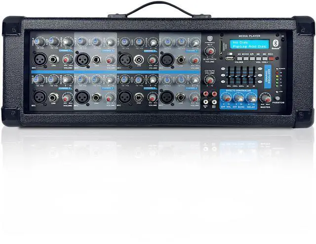 Main image of Proreck MX18 8-Channel 2400w Professional Audio Mixer with USB Interface, Bluetooth, Effect Controller, and 15V Phantom Power.Ideal for Studio Recording, Live Performances, DJs, Bands, Party, Wedding