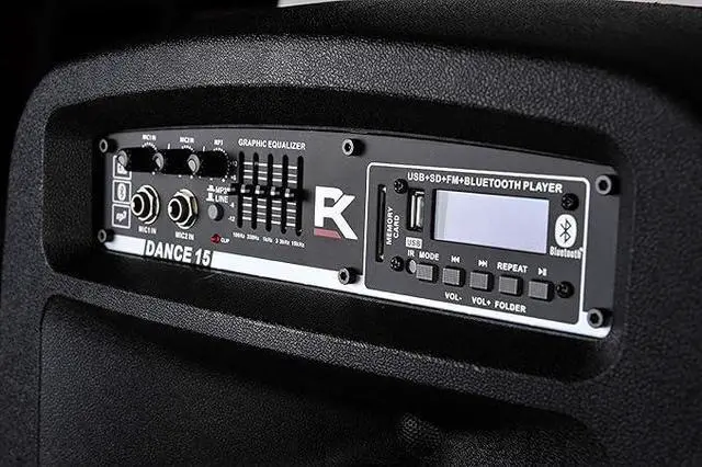 Alt view image 2 of 7 - Proreck Dance 15 Portable 15-Inch 2000 Watt 2-Way Powered PA Speaker System Combo Set with Bluetooth/USB/SD Card Reader/FM Radio/Remote Control/LED Light