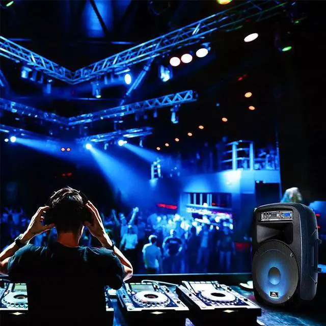 Alt view image 7 of 7 - Proreck Dance 15 Portable 15-Inch 2000 Watt 2-Way Powered PA Speaker System Combo Set with Bluetooth/USB/SD Card Reader/FM Radio/Remote Control/LED Light