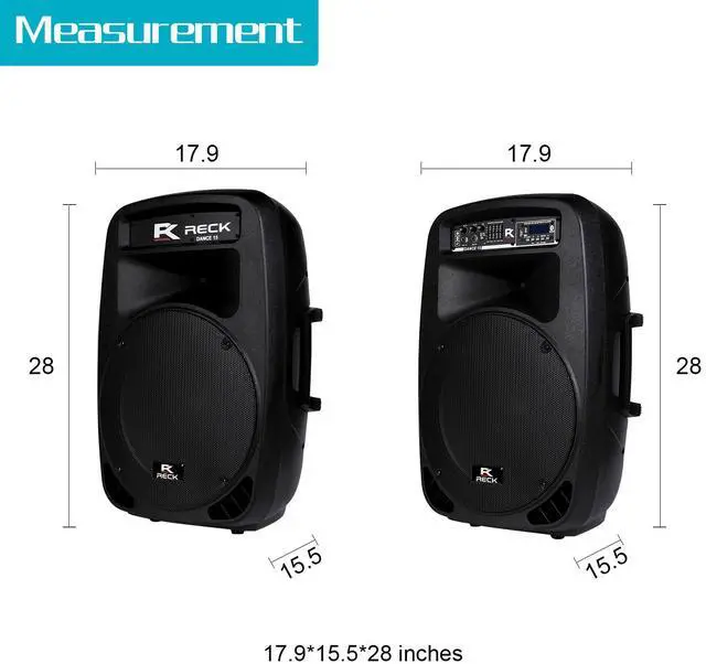 Alt view image 3 of 7 - Proreck Dance 15 Portable 15-Inch 2000 Watt 2-Way Powered PA Speaker System Combo Set with Bluetooth/USB/SD Card Reader/FM Radio/Remote Control/LED Light
