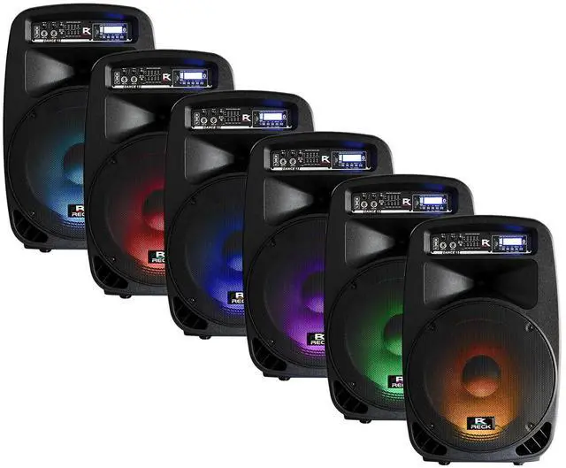 Alt view image 5 of 7 - Proreck Dance 15 Portable 15-Inch 2000 Watt 2-Way Powered PA Speaker System Combo Set with Bluetooth/USB/SD Card Reader/FM Radio/Remote Control/LED Light