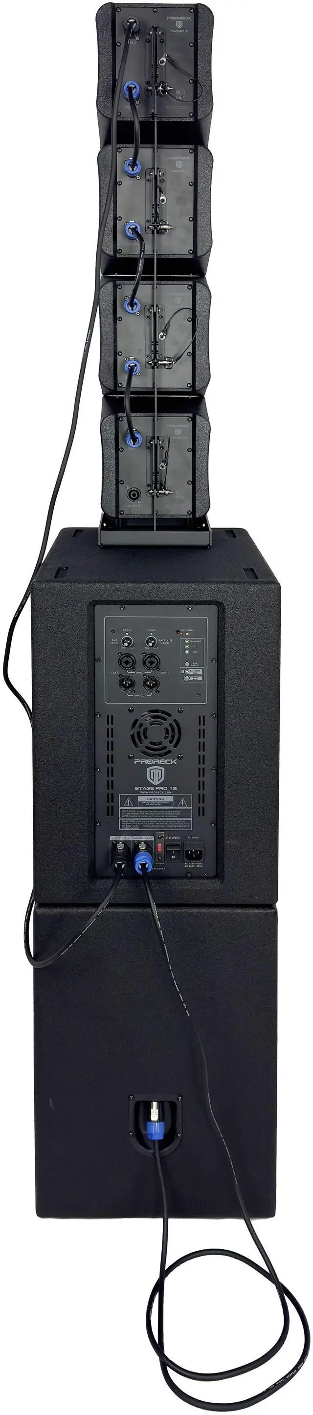 Alt view image 4 of 7 - PRORECK Stage Pro 12 8000W Powerful PA Speaker System with 4 Line Array Speakers, Dual 12" Subwoofer, 3 DSP Presets, TWS Bluetooth, Sound, Ideal for DJs, Weddings, Meetings, Live Events